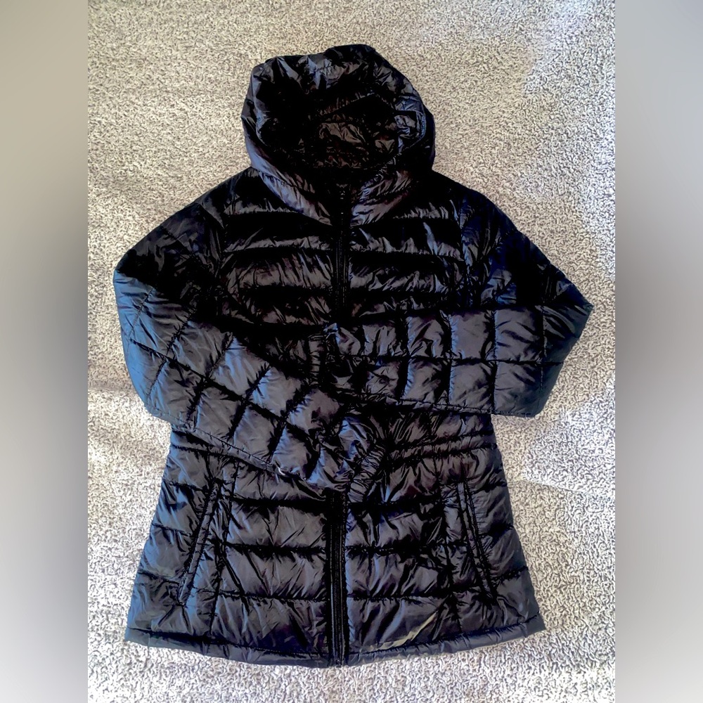 Yessica C&A Sleek Black Hooded Puffer SM Jacket